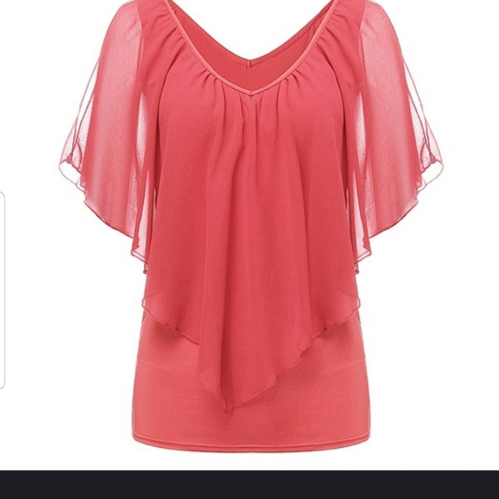 BEAUTIFUL pink sheer flowy blouse
